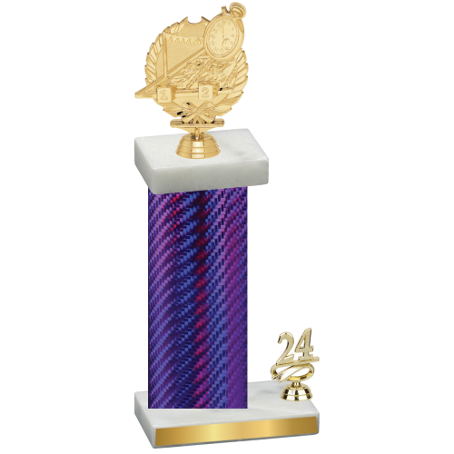 Accented Single Purple Carbon Fiber Year Swimming Trophy