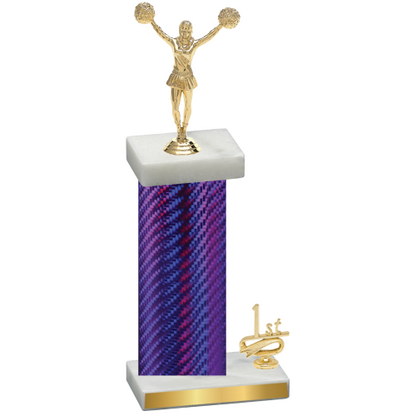 Accented Single Purple Carbon Fiber First Place Cheerleading Trophy