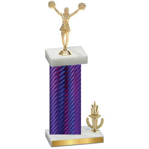 Accented Single Purple Carbon Fiber Victory Cheerleading Trophy