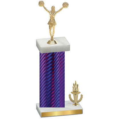 Accented Single Purple Carbon Fiber Victory Cheerleading Trophy