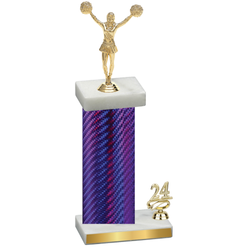 Accented Single Purple Carbon Fiber Year Cheerleading Trophy