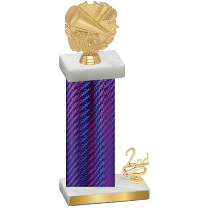 Accented Single Purple Carbon Fiber Second Place Cheerleading Trophy