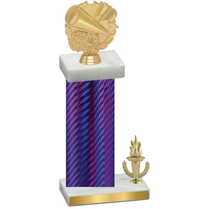 Accented Single Purple Carbon Fiber Victory Cheerleading Trophy