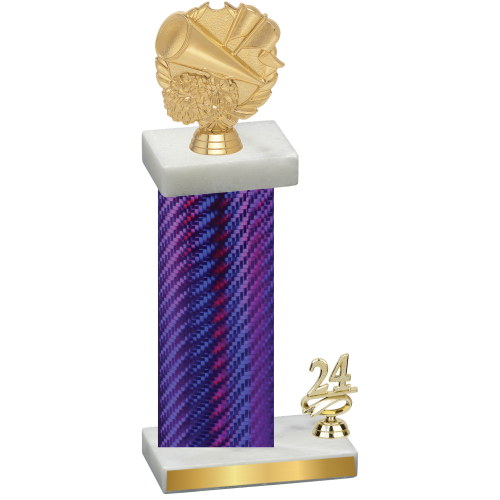 Accented Single Purple Carbon Fiber Year Cheerleading Trophy