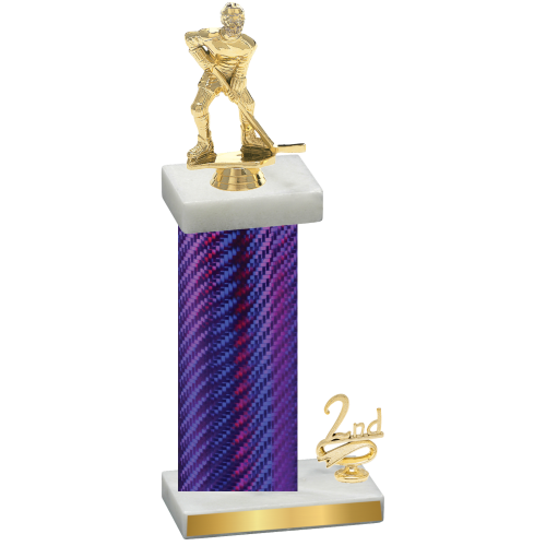 Accented Single Purple Carbon Fiber Second Place Hockey Trophy