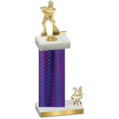 Accented Single Purple Carbon Fiber Year Hockey Trophy