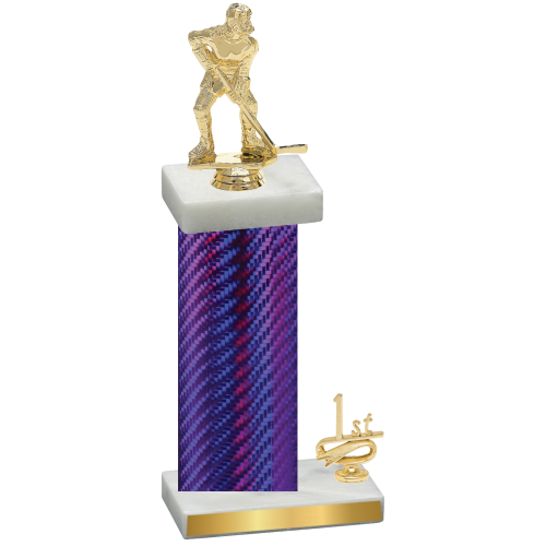 Accented Single Purple Carbon Fiber First Place Hockey Trophy
