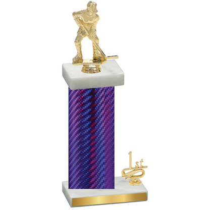 Accented Single Purple Carbon Fiber First Place Hockey Trophy