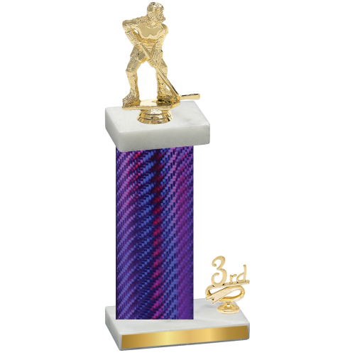 Accented Single Purple Carbon Fiber Third Place Hockey Trophy