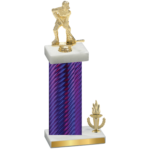 Accented Single Purple Carbon Fiber Victory Hockey Trophy