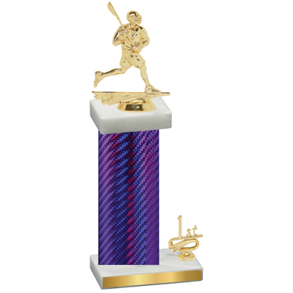 Accented Single Purple Carbon Fiber First Place Lacrosse Trophy