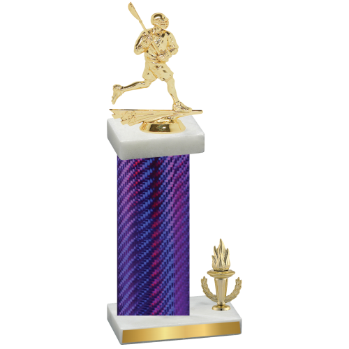 Accented Single Purple Carbon Fiber Victory Lacrosse Trophy