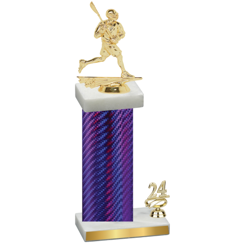 Accented Single Purple Carbon Fiber Year Lacrosse Trophy