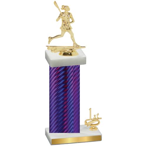 Accented Single Purple Carbon Fiber First Place Lacrosse Trophy