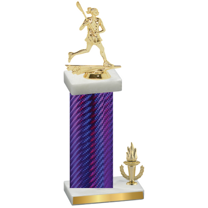 Accented Single Purple Carbon Fiber Victory Lacrosse Trophy