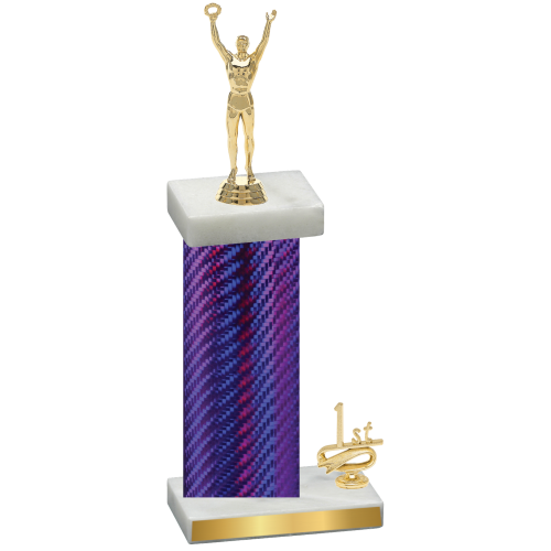 Accented Single Purple Carbon Fiber First Place Victory Trophy