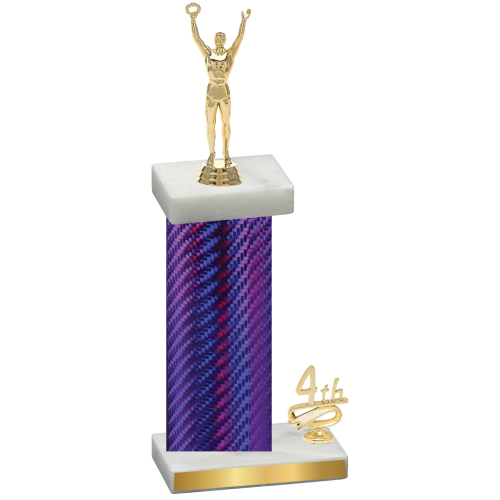 Accented Single Purple Carbon Fiber Fourth Place Victory Trophy