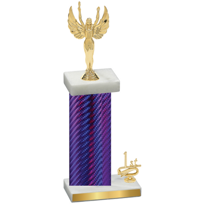 Accented Single Purple Carbon Fiber First Place Victory Trophy