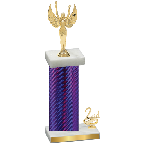 Accented Single Purple Carbon Fiber Second Place Victory Trophy