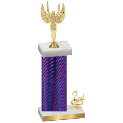 Accented Single Purple Carbon Fiber Second Place Victory Trophy