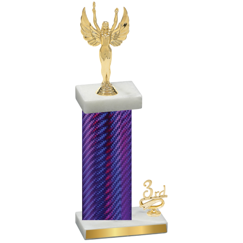 Accented Single Purple Carbon Fiber Third Place Victory Trophy