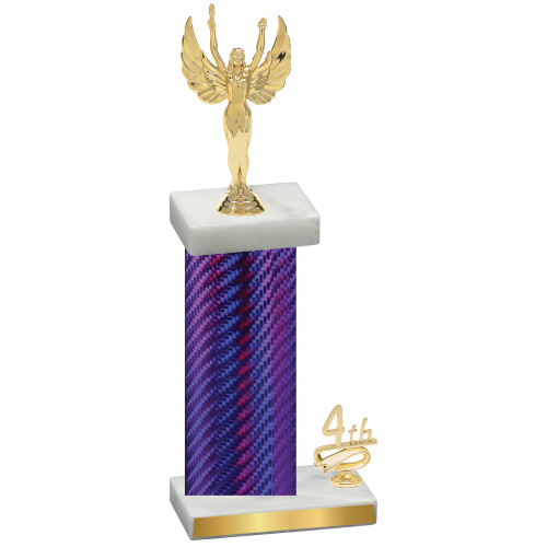 Accented Single Purple Carbon Fiber Fourth Place Victory Trophy