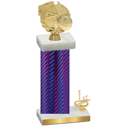 Accented Single Purple Carbon Fiber First Place Basketball Trophy