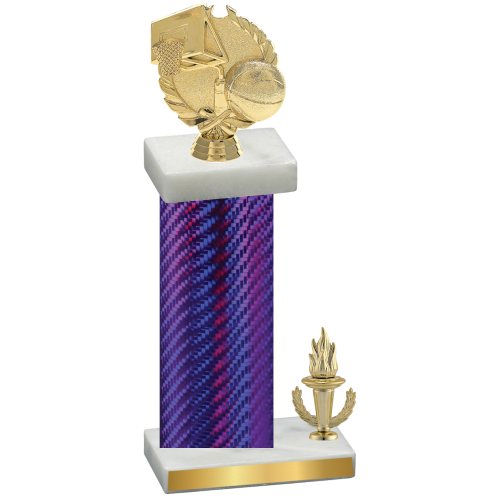 Accented Single Purple Carbon Fiber Victory Basketball Trophy