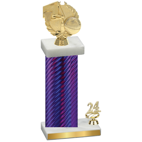 Accented Single Purple Carbon Fiber Year Basketball Trophy