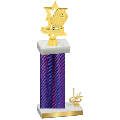 Accented Single Purple Carbon Fiber First Place Pickleball Trophy