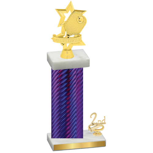 Accented Single Purple Carbon Fiber Second Place Pickleball Trophy