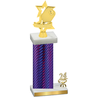 Accented Single Purple Carbon Fiber Year Pickleball Trophy