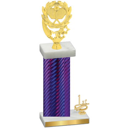 Accented Single Purple Carbon Fiber First Place Pickleball Trophy