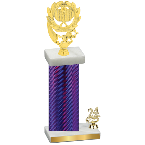 Accented Single Purple Carbon Fiber Year Pickleball Trophy