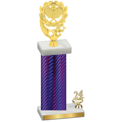 Accented Single Purple Carbon Fiber Year Pickleball Trophy