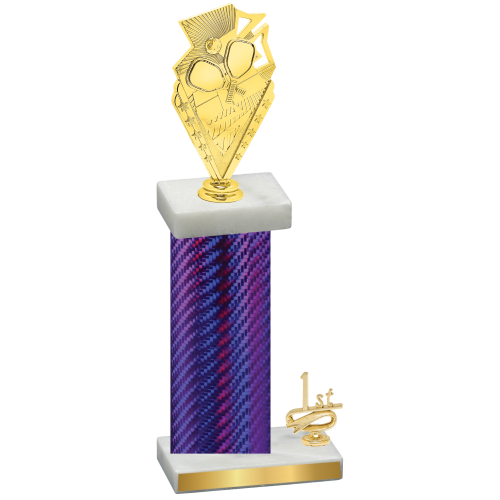 Accented Single Purple Carbon Fiber First Place Pickleball Trophy