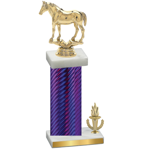 Accented Single Purple Carbon Fiber Victory Horses Trophy