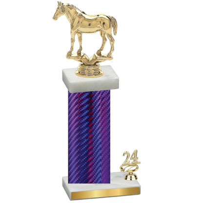 Accented Single Purple Carbon Fiber Year Horses Trophy