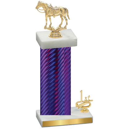 Accented Single Purple Carbon Fiber First Place Horses Trophy