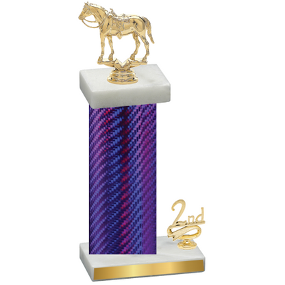 Accented Single Purple Carbon Fiber Second Place Horses Trophy