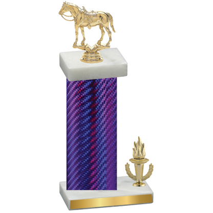 Accented Single Purple Carbon Fiber Victory Horses Trophy