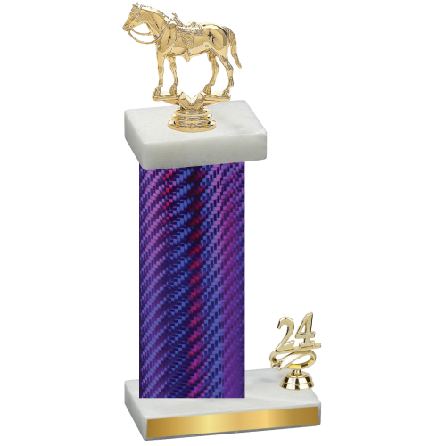 Accented Single Purple Carbon Fiber Year Horses Trophy