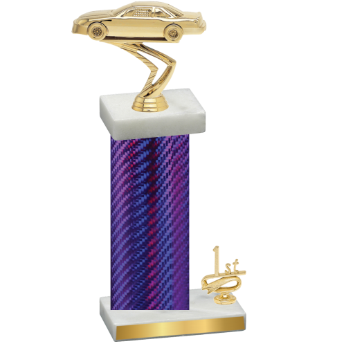 Accented Single Purple Carbon Fiber First Place Cars Trophy