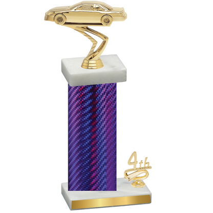 Accented Single Purple Carbon Fiber Fourth Place Cars Trophy