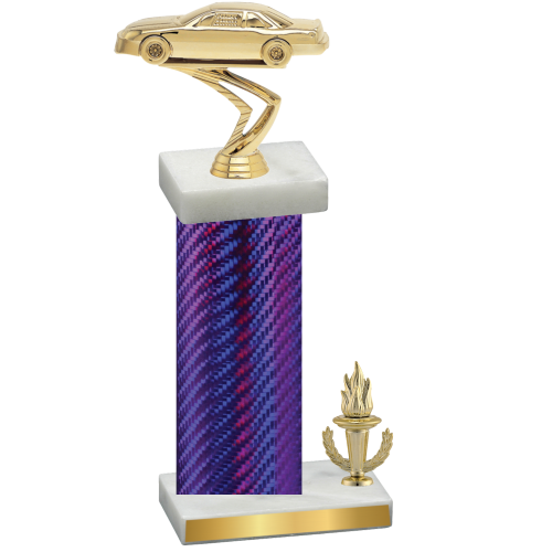 Accented Single Purple Carbon Fiber Victory Cars Trophy