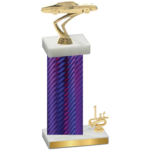 Accented Single Purple Carbon Fiber First Place Cars Trophy