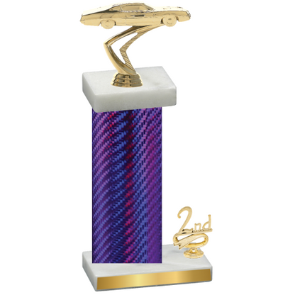 Accented Single Purple Carbon Fiber Second Place Cars Trophy