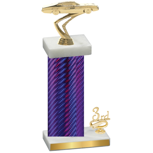 Accented Single Purple Carbon Fiber Third Place Cars Trophy