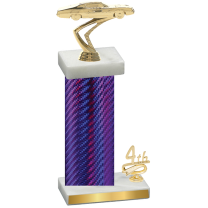 Accented Single Purple Carbon Fiber Fourth Place Cars Trophy