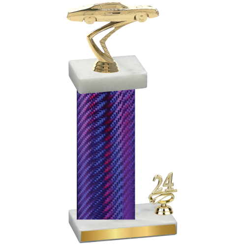 Accented Single Purple Carbon Fiber Year Cars Trophy